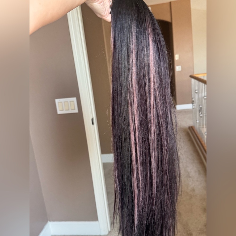 Wigs By Robin, Dark Brown and purple